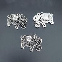 Tibetan Style Animal Pendants, Elephant, antique silver color plated, durable & DIY, nickel, lead & cadmium free, 37x28mm, Approx 100PCs/Bag, Sold By Bag