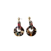 Zinc Alloy Drop Earrings with Acetate Round Vacuum Ion Plating fashion jewelry nickel lead & cadmium free Sold By Pair