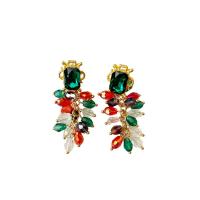Zinc Alloy Drop Earrings with Crystal Vacuum Ion Plating fashion jewelry & with rhinestone multi-colored nickel lead & cadmium free Sold By Pair