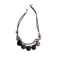 Tibetan Style Jewelry Necklace, with Wax Cord & Resin, with 5cm extender chain, Vacuum Ion Plating, fashion jewelry, multi-colored, nickel, lead & cadmium free, Length:45 cm, Sold By PC