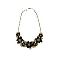 Zinc Alloy Jewelry Necklace with Crystal with 6cm extender chain Flower Vacuum Ion Plating fashion jewelry black nickel lead & cadmium free Length 50 cm Sold By PC