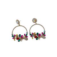 Zinc Alloy Drop Earrings Vacuum Ion Plating fashion jewelry & with rhinestone nickel lead & cadmium free Sold By Pair