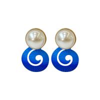 Zinklegierung Ohrringe, mit Kunststoff Perlen, Modeschmuck & mit Strass, keine, frei von Nickel, Blei & Kadmium, 37x60mm, verkauft von Paar