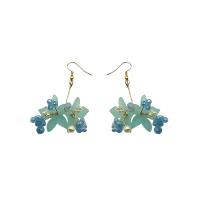 Brass Drop Earring with Crystal & Acrylic Vacuum Ion Plating fashion jewelry blue nickel lead & cadmium free Sold By Pair
