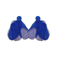 Zinklegierung Ohrringe, mit Stoff, plattiert, Modeschmuck, blau, frei von Nickel, Blei & Kadmium, 100x170mm, verkauft von Paar