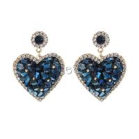 Brass Drop Earring with Crystal Heart Vacuum Ion Plating fashion jewelry & micro pave cubic zirconia nickel lead & cadmium free Sold By Pair