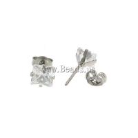 316L rostfritt stål Stud Earring, Square, med cubic zirconia, vit, 7x7x14mm, 0.8mm, 10Pairs/Lot, Säljs av Lot