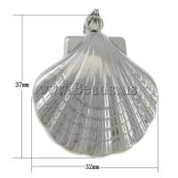 Stainless Steel Pendants, 316 Stainless Steel, Shell, original color, 32x37x14.50mm, Hole:Approx 3.5x8.8mm, Sold By PC