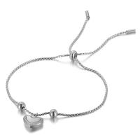 Titanium Stål Armbånd, med White Shell, Heart, mode smykker & justerbar & for kvinde, flere farver til valg, Hole:Ca. 6mm, Længde Ca. 4.7 inch, Solgt af PC