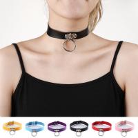Fashion Choker Necklace, PU Leather, with Stainless Steel, fashion jewelry & for woman, more colors for choice, 20mm, Length:Approx 42 cm, Sold By PC