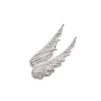 Tibetan Style Brooches, Wing Shape, fashion jewelry & for woman & with rhinestone, more colors for choice, nickel, lead & cadmium free, 53x22mm, Sold By PC
