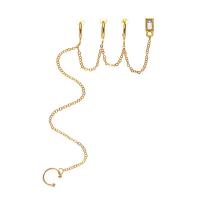 Boucles d'oreilles pendantes en laiton, Placage de couleur d'or, bijoux de mode & pour femme & avec zircone cubique, doré, 280mm, Vendu par PC