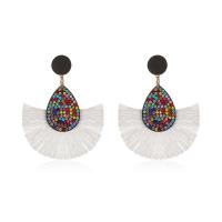 Zinc Alloy Drop Earrings Cloth with Zinc Alloy plated fashion jewelry & for woman & with rhinestone Sold By Pair