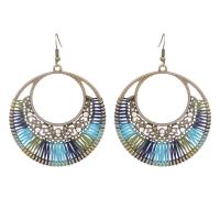 Zinc Alloy Drop Earrings with Cotton Thread handmade fashion jewelry & for woman Sold By Pair
