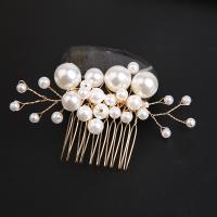Decorative Hair Combs Zinc Alloy with Plastic Pearl handmade fashion jewelry & for woman golden nickel lead & cadmium free Sold By PC