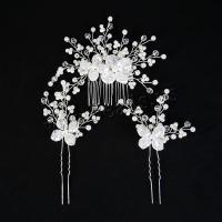 Mixed Hair Accessories Zinc Alloy hair comb & hair stick with Crystal & Plastic Pearl handmade three pieces & fashion jewelry & for woman nickel lead & cadmium free 110*120mm 110*80mm Sold By Set