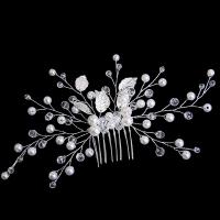 Decorative Hair Combs Zinc Alloy with Crystal & Plastic Pearl handmade fashion jewelry & for woman nickel lead & cadmium free Sold By PC