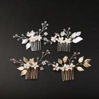 Decorative Hair Combs Zinc Alloy with Crystal & Plastic Pearl handmade fashion jewelry & for woman nickel lead & cadmium free 95*60mm 90*55mm Sold By PC