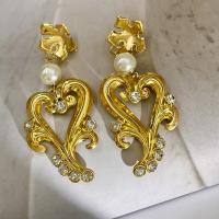 Zinklegierung Ohrringe, mit Kunststoff Perlen, Modeschmuck & für Frau & mit Strass, goldfarben, frei von Nickel, Blei & Kadmium, 98mm, verkauft von Paar