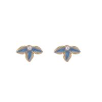 Pendientes de Perno de Aleación de Zinc, con Perlas plásticas, Joyería & para mujer & esmalte, 15mm, Vendido por Par