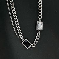 Colar de aço titânio, Partículas de aço, with cristal, with 1.97inch extender chain, joias de moda & unissex, vendido para Aprox 18.5 inchaltura Strand