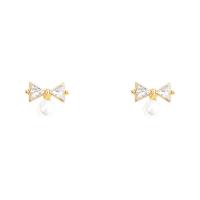 Zinc Alloy Stud Earring with Plastic Pearl gold color plated fashion jewelry & for woman & with rhinestone golden nickel lead & cadmium free Sold By Pair