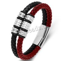 PU Leather Cord Bracelets with 316L Stainless Steel polished Double Layer & fashion jewelry & Unisex 12mm Sold By PC