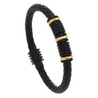 PU Leather Cord Bracelets, with Tibetan Style, plated, for man, more colors for choice, 6mm, Length:Approx 21.5 cm, Sold By PC