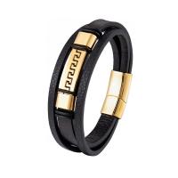 PU Leather Cord Bracelets with 316L Stainless Steel & for man Sold By PC