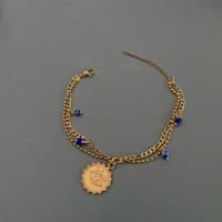 Bracelet Evil Eye bijoux, Acier inoxydable 304, avec 5cm chaînes de rallonge, Placage, bijoux de mode, doré, Longueur 18 cm, Vendu par PC
