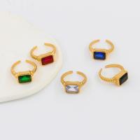 Ring Finger Titantium stali, Powlekane, biżuteria moda & mikro utorować cyrkonia, dostępnych więcej kolorów, 12x10x4mm, rozmiar:6-8, sprzedane przez PC