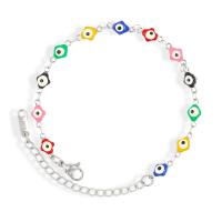 Evil Eye Jewelry Bracelet, 304 Stainless Steel, with 5cm extender chain, plated, fashion jewelry & enamel, more colors for choice, Length:18 cm, Sold By PC