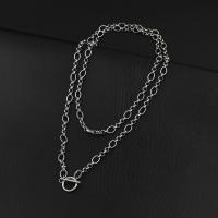 Ожерелье из нержавеющей стали , Нержавеющая сталь 304, Другое покрытие, ювелирные изделия моды, серебряный, длина:100 см, продается PC