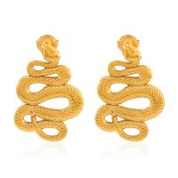 Stainless Steel Stud Earrings, 304 Stainless Steel, Snake, plated, fashion jewelry, golden, 21x31mm, Sold By Pair