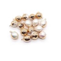 Freshwater Pearl Pendants, with Brass, gold color plated, DIY, 12x13mm, Sold By PC