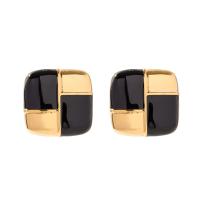 Brass Stud Earring Square gold color plated fashion jewelry & for woman & enamel Sold By Pair