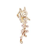 Zinc Alloy Earring Cuff Butterfly plated fashion jewelry & for woman & with rhinestone & hollow Sold By PC