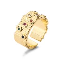 Латунь Манжеты палец кольцо, 18K золотым напылением, разные стили для выбора & инкрустированное микро кубического циркония & Женский, отверстие:Приблизительно 5mm, размер:6.5-9, продается PC
