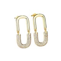 Goujon Laiton, Plaqué d'or 14K, bijoux de mode & pavé de micro zircon & pour femme, doré, protéger l'environnement, sans nickel, plomb et cadmium, 26x11mm, Vendu par paire