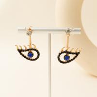 Evil Eye Earrings Zinc Alloy gold color plated fashion jewelry & for woman & with rhinestone nickel lead & cadmium free Sold By Pair