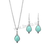 Zinc Alloy Jewelry Sets earring & necklace with turquoise handmade 2 pieces & fashion jewelry & for woman & enamel Approx 5mm Length 39-45 cm Sold By Set