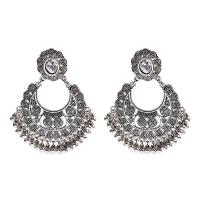 Zinc Alloy Drop Earrings plated fashion jewelry & Bohemian style & for woman & with rhinestone nickel lead & cadmium free Sold By Pair