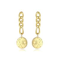Stainless Steel Drop Earring, 316 Stainless Steel, Vacuum Ion Plating, fashion jewelry & for woman, golden, nickel, lead & cadmium free, 53.10x16.20mm, Sold By Pair
