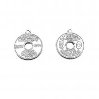 Tibetan Style Hollow Pendants, Flat Round, antique silver color plated, vintage & DIY, nickel, lead & cadmium free, 26x23mm, Approx 100PCs/Bag, Sold By Bag