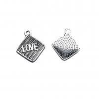 Zinc Alloy Tag Charm Rhombus antique silver color plated vintage & DIY nickel lead & cadmium free Approx Sold By Bag