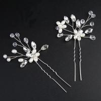 Hair Bands Zinc Alloy with Crystal & Plastic Pearl 2 pieces & for woman & with rhinestone silver color nickel lead & cadmium free 110*50mm 100*60mm Sold By Set