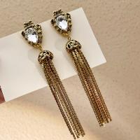 Fashion Fringe Earrings Zinc Alloy fashion jewelry & for woman & with rhinestone nickel lead & cadmium free 110mm Sold By Pair