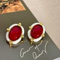 Zinc Alloy Stud Earring with Lampwork fashion jewelry & for woman nickel lead & cadmium free 27mm Sold By Pair