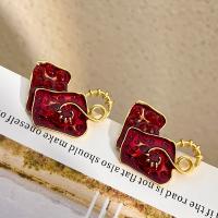Tibetan Style Stud Earring, with Lampwork, plated, fashion jewelry & for woman, nickel, lead & cadmium free, 30mm, Sold By Pair