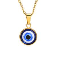 Collier Evil Eye bijoux, Acier inoxydable 304, avec résine, avec 1.97inch chaînes de rallonge, bijoux de mode & pour femme, doré, 13.50x17mm, Longueur:Environ 15.75 pouce, Vendu par PC